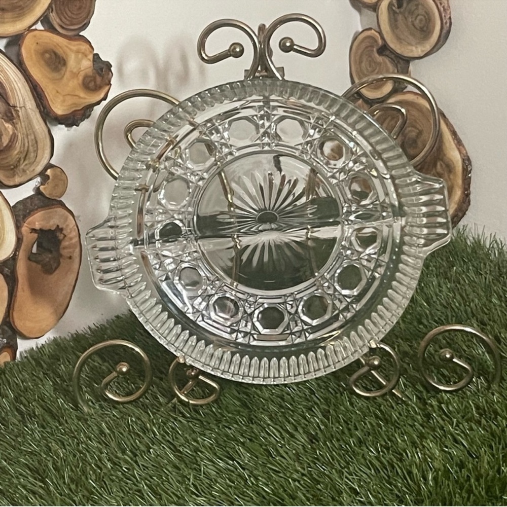 VINTAGE FEDERAL GLASS DIVIDED CANDY/RELISH DISH ROUND WINDSOR